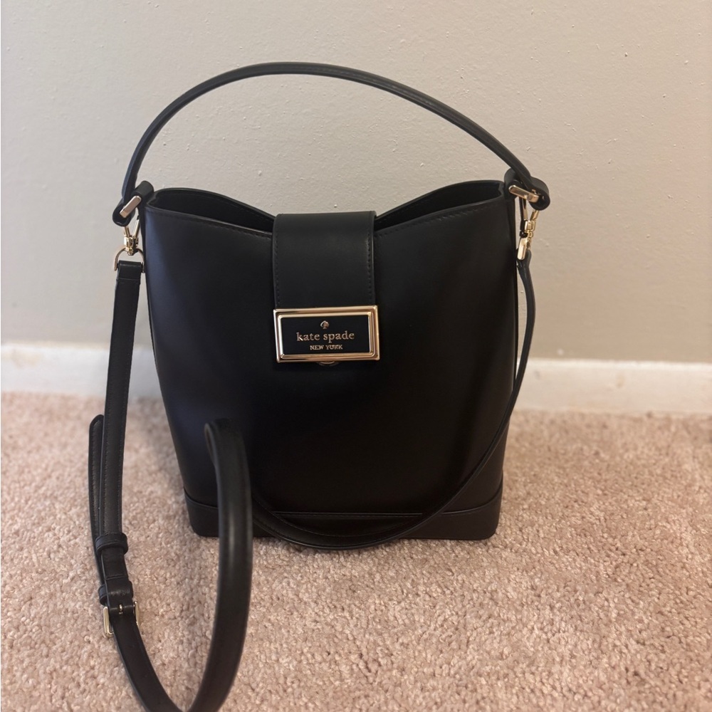 Kate Spade Black Leather Reegan Bucket Bag